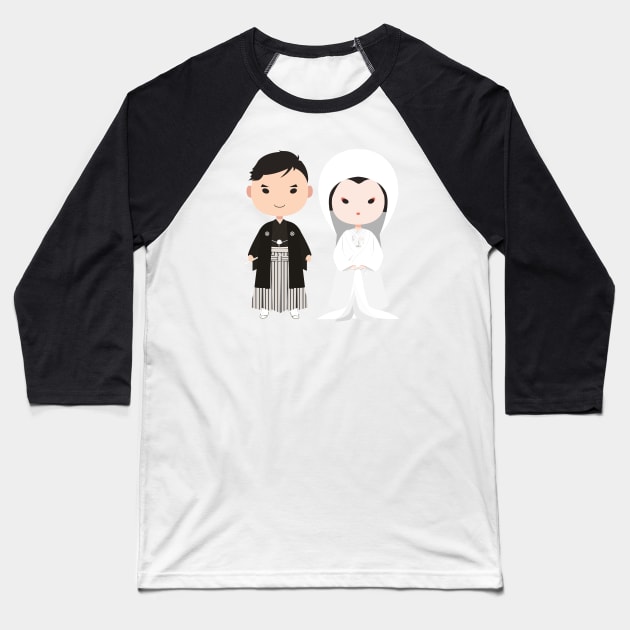 Japanese traditional wedding couple Baseball T-Shirt by clgtart